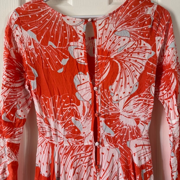 Free People First Kiss Orange Floral Long Sleeve Maxi Dress | XS - Picture 4 of 9